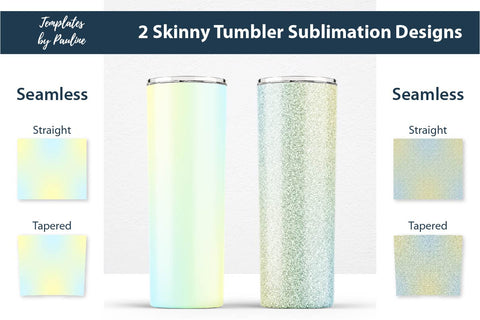 Candy Yellow Teal Ombre & Glitter Seamless 20 oz Skinny Tumbler Sublimation Wraps Sublimation Templates by Pauline 