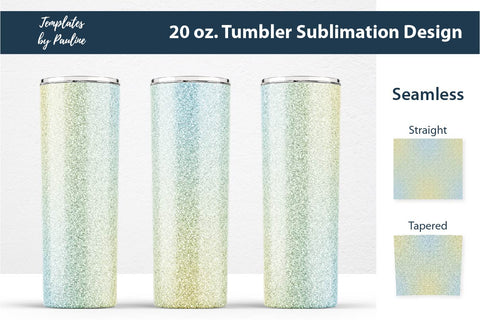 Candy Yellow Teal Ombre & Glitter Seamless 20 oz Skinny Tumbler Sublimation Wraps Sublimation Templates by Pauline 