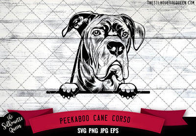 Cane Corso Peek A Boo | Peekaboo | Peeking Dog Face SVG for Glowforge, Cricut, Laser, Silhouette, Scan n cut files SVG Loveleen Kaur 