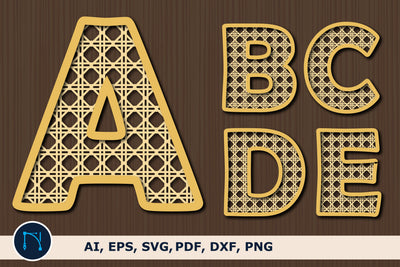 Cane rattan Alphabet Letters A-Z bundle SVG MD JOYNAL ABDIN 
