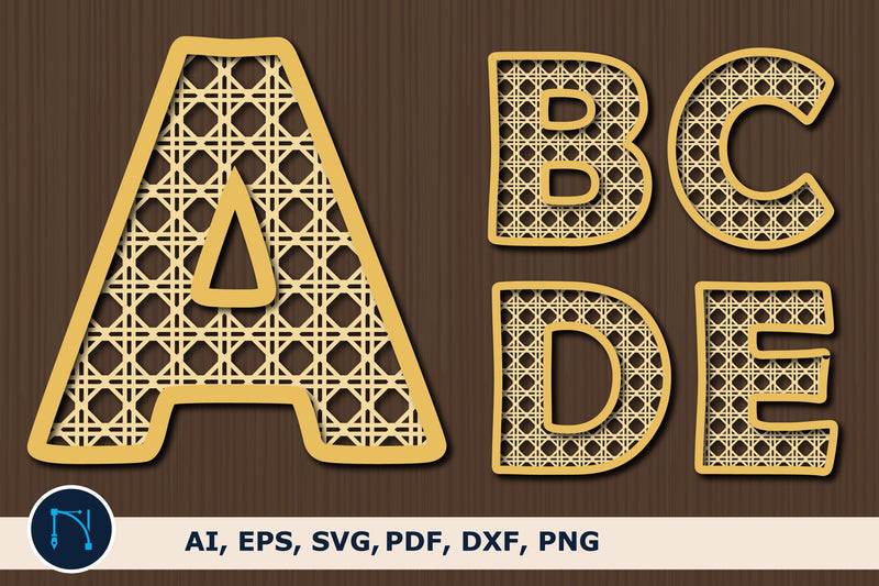 Cane rattan Alphabet Letters A-Z bundle SVG MD JOYNAL ABDIN 