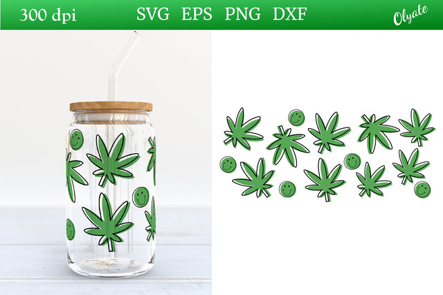 Cannabis Can Glass 16 OZ Wrap.Can Glass Wrap SVG Olga Terlyanskaya 