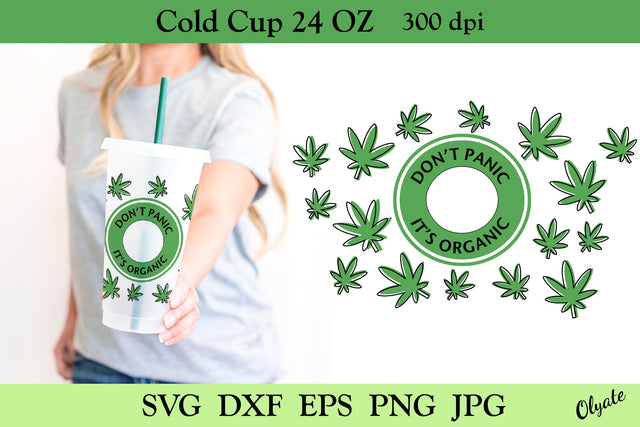 Cannabis Cold Cup Wrap. 24 OZ Cold Cup Full Wrap SVG SVG Olga Terlyanskaya 