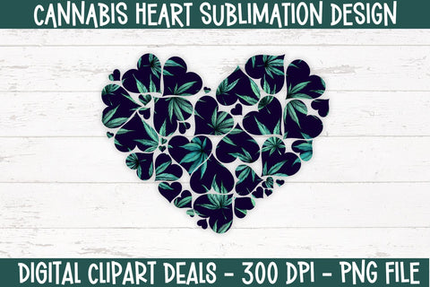Cannabis Heart Sublimation Design - Weed Cannabis Heart PNG Sublimation Design Sublimation Digital Clipart Deals 