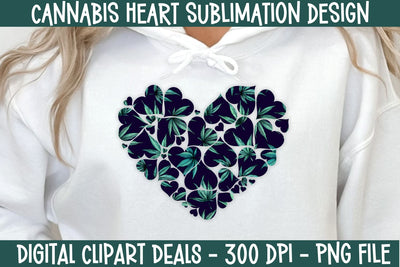 Cannabis Heart Sublimation Design - Weed Cannabis Heart PNG Sublimation Design Sublimation Digital Clipart Deals 
