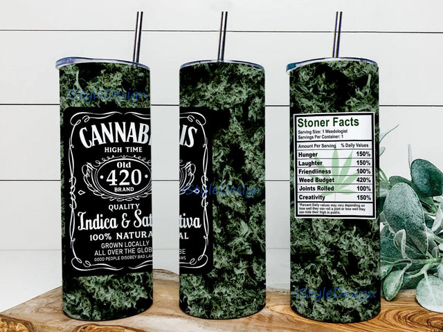 Cannabis Inspired Tumbler Design, Stoner Facts 20oz Skinny Tumbler, Cannabis Tumbler Wrap, Marijuana Tumbler Template, Digital Download Sublimation iStyleDesign 