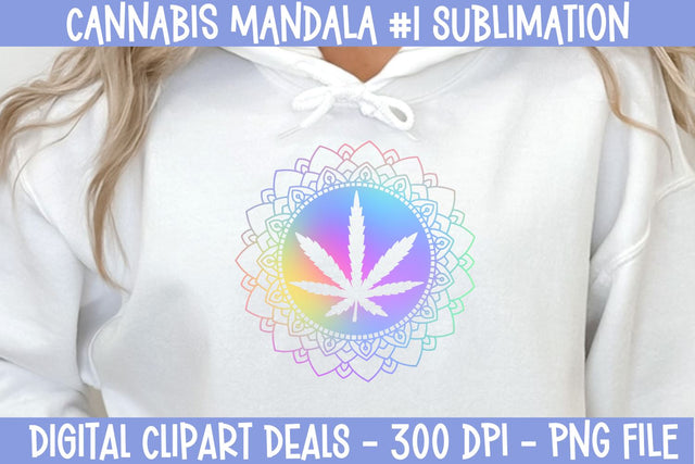 Cannabis Mandala #1 Sublimation Design Sublimation Digital Clipart Deals 