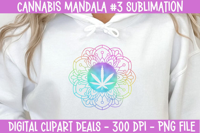 Cannabis Mandala #3 Sublimation Design - Pastel Cannabis Leaf Mandala PNG Design Sublimation Digital Clipart Deals 
