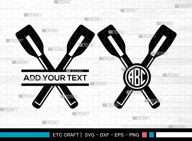 Canoe Paddle Monogram SVG, Circle Monogram Svg, Crossed Paddles Svg, Kayak Paddles Svg, Boat Oars Svg, Crossed Paddles Monogram Svg, Canoe Paddle SVG ETC Craft 