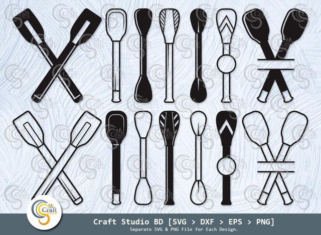 Canoe Paddle Silhouette, Canoe Paddle SVG, Crossed Paddles Svg, Kayak Paddles Svg, Boat Oars Svg, Crossed Paddles Monogram Svg, Canoe Paddle Bundle SVG ETC Craft 