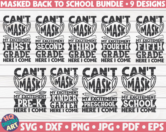 Can't mask my excitement Back to school SVG Bundle | 9 designs SVG HQDigitalArt 