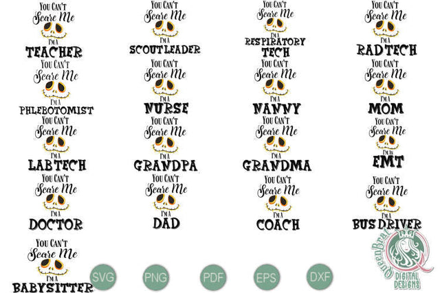 Can't Scare Me SVG Bundle SVG QueenBrat Digital Designs 