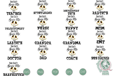 Can't Scare Me SVG Bundle SVG QueenBrat Digital Designs 