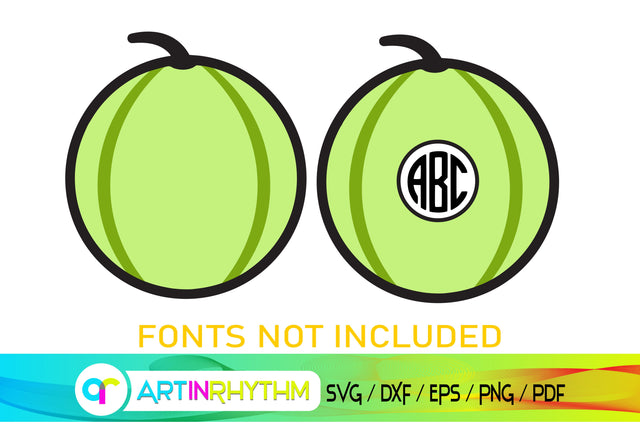 cantaloupe svg, fruit monogram svg SVG Artinrhythm shop 