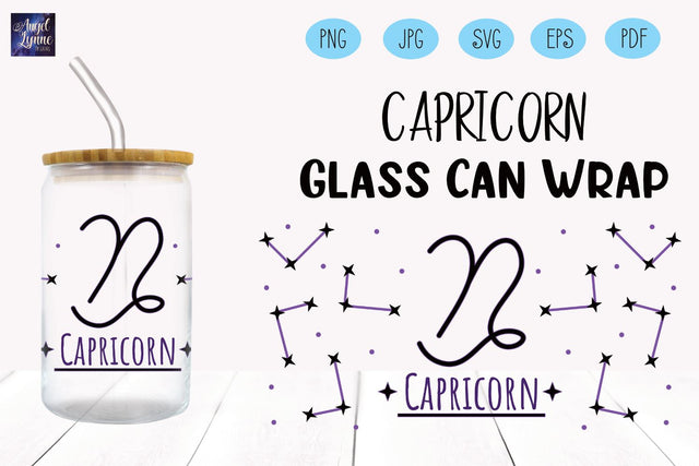 Capricorn Glass Wrap | Capricorn Libbey Glass Wrap SVG Angel Lynne Designs 