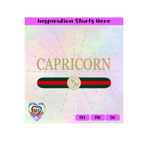 Capricorn (Horoscope Symbol) with Red and Green Stripes - Transparent PNG SVG DXF - Silhouette, Cricut, Scan N Cut SVG Aint That Sweet 