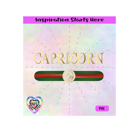 Capricorn (Horoscope Symbol) with Red and Green Stripes - Transparent PNG SVG DXF - Silhouette, Cricut, Scan N Cut SVG Aint That Sweet 