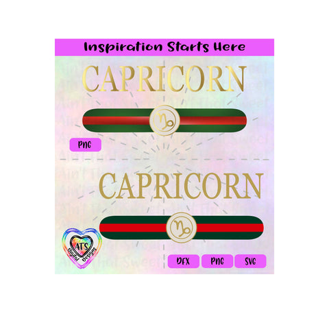 Capricorn (Horoscope Symbol) with Red and Green Stripes - Transparent PNG SVG DXF - Silhouette, Cricut, Scan N Cut SVG Aint That Sweet 
