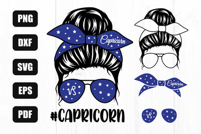 Capricorn Svg, Capricorn Zodiac Sign Svg, Mom Life Svg, Messy Bun Svg, Capricorn Sublimation SVG Litke Designs 