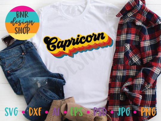 Capricorn SVG File, Horoscope SVG, Retro SVG, Vintage SVG, SVG Cut File for Cricut Cutting Machines and Vinyl Crafting SVG BNRDesignShop 