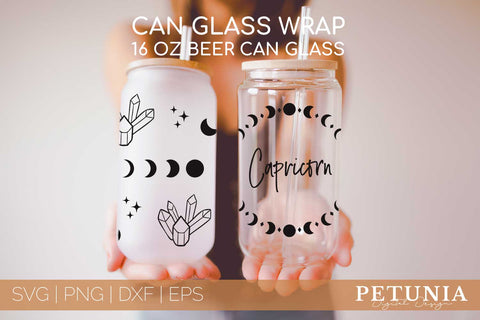 Capricorn Zodiac Can Glass Wrap SVG | Beer Can Glass Wrap SVG Petunia Digital Design 