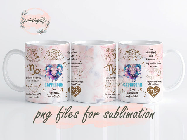 Capricorn Zodiac Mug PNG, Pastel Sublimation Design Digital Download PNG Sublimation PrintingLife 