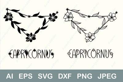 Capricorn zodiac sign with flowers svg, Floral constellation, Horoscope symbol svg SVG AnastasiyaArtDesign 