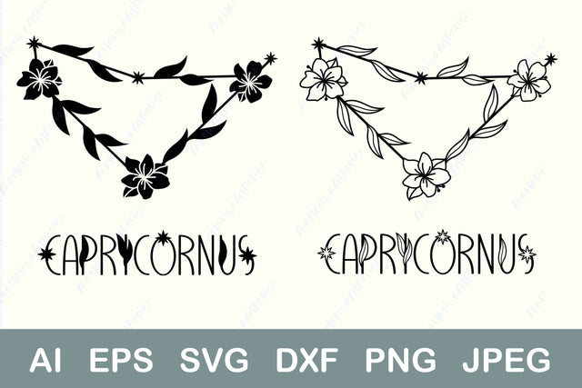 Capricorn zodiac sign with flowers svg, Floral constellation, Horoscope symbol svg SVG AnastasiyaArtDesign 