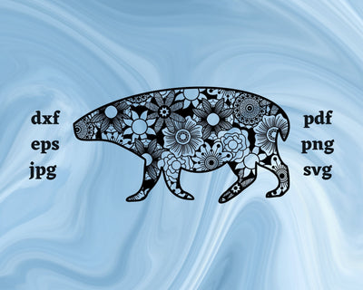 Capybara Mandala SVG Cut File SVG Northern Light SVG 