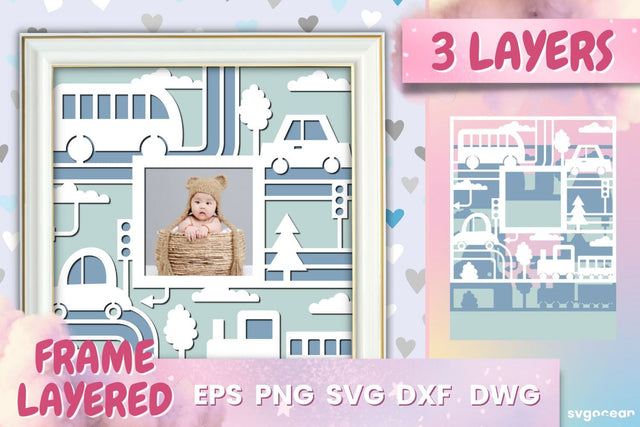 Car Baby Photo Frame SVG | Papercut baby | Shadowbox SVG SvgOcean 
