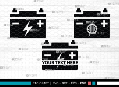 Car Battery Monogram, Car Battery Silhouette, Car Battery SVG, Battery Svg, Car Mechanic Svg, Car Battery Icon Svg, Charger Battery Svg, SB00472 SVG ETC Craft 