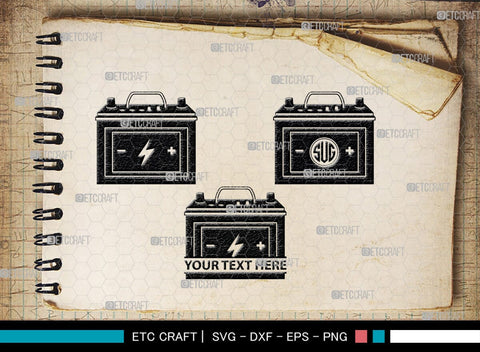 Car Battery Monogram, Car Battery Silhouette, Car Battery SVG, Battery Svg, Car Mechanic Svg, Car Battery Icon Svg, Charger Battery Svg, SB00472 SVG ETC Craft 