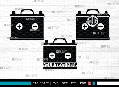 Car Battery Monogram, Car Battery Silhouette, Car Battery SVG, Battery Svg, Car Mechanic Svg, Car Battery Icon Svg, Charger Battery Svg, SB00472 SVG ETC Craft 