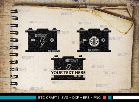 Car Battery Monogram, Car Battery Silhouette, Car Battery SVG, Battery Svg, Car Mechanic Svg, Car Battery Icon Svg, Charger Battery Svg, SB00472 SVG ETC Craft 