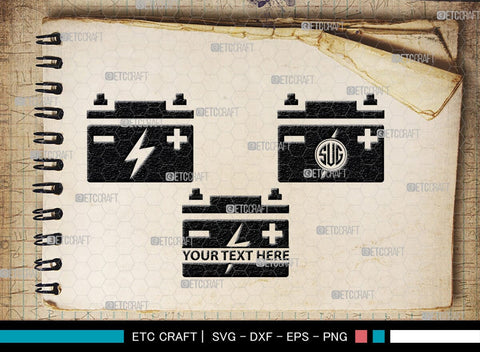 Car Battery Monogram, Car Battery Silhouette, Car Battery SVG, Battery Svg, Car Mechanic Svg, Car Battery Icon Svg, Charger Battery Svg, SB00472 SVG ETC Craft 