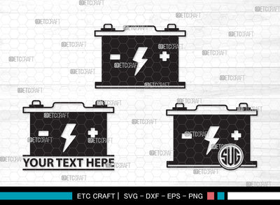 Car Battery Monogram SVG | Car Battery SVG | Car Mechanic Svg | Battery Svg | Car Battery Monogram SVG ETC Craft 