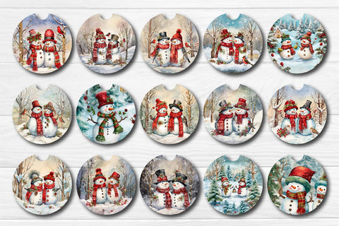Car Coaster Christmas Sublimation Bundle Round Coaster Sublimation design Snowman Baby Animals 3D Flowers PNG Sublimation Createya Design 