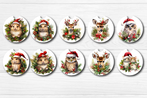 Car Coaster Christmas Sublimation Bundle Round Coaster Sublimation design Snowman Baby Animals 3D Flowers PNG Sublimation Createya Design 