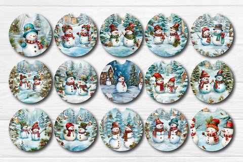 Car Coaster Christmas Sublimation Bundle Round Coaster Sublimation design Snowman Baby Animals 3D Flowers PNG Sublimation Createya Design 