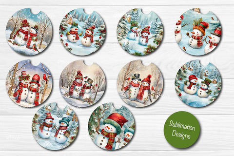 Christmas Car Coasters for Cup Holders Ceramic Sublimated with