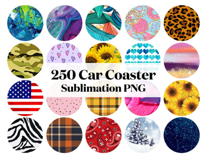 Car Coaster PNG Sublimation Design 250, Mega Bundle Sublimation Lifestyle Craft Co 