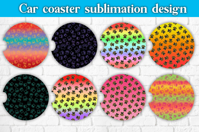 Car coaster sublimation bundle | Pet paws print Sublimation Svetana Studio 
