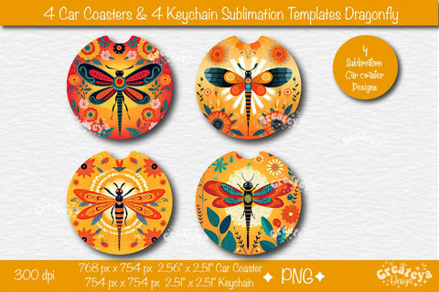 Car coaster Sublimation Bundle| Round Keychain Sublimation PNG template Sublimation Createya Design 