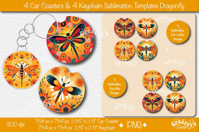 Car coaster Sublimation Bundle| Round Keychain Sublimation PNG template Sublimation Createya Design 