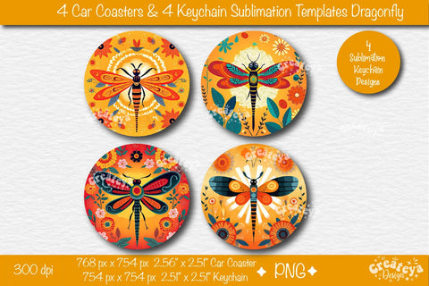 Car coaster Sublimation Bundle| Round Keychain Sublimation PNG template Sublimation Createya Design 