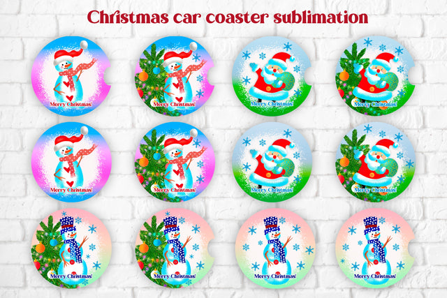 Car coaster sublimation design | Christmas keychain design Sublimation Svetana Studio 