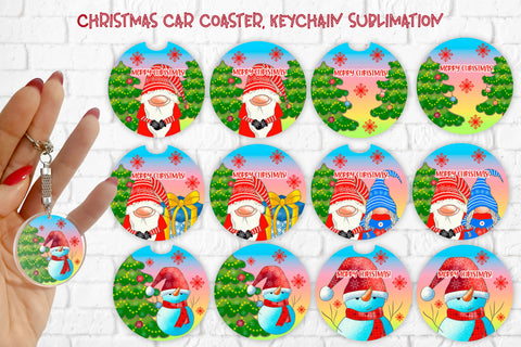 Car coaster sublimation design | Christmas keychain design Sublimation Svetana Studio 