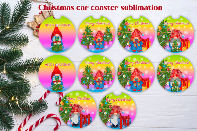 Car coaster sublimation design | Christmas keychain design Sublimation Svetana Studio 