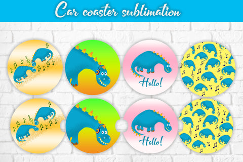 Car coaster sublimation design | Dinosaur sublimation Sublimation Svetana Studio 