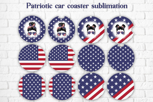 Car coaster sublimation design | Patriotic keychain design Sublimation Svetana Studio 